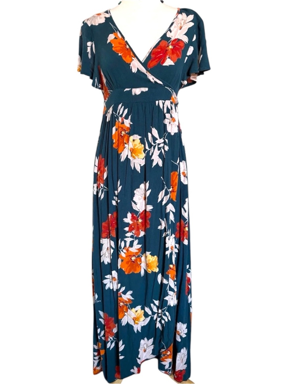 Patrons of Peace Floral Faux-Wrap Maxi Dress size M